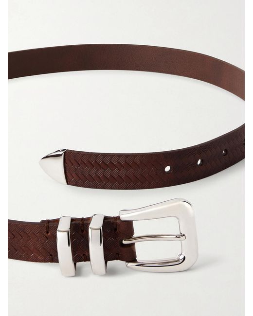 Brunello Cucinelli Brown 2Cm Croc-Effect Leather Belt for men