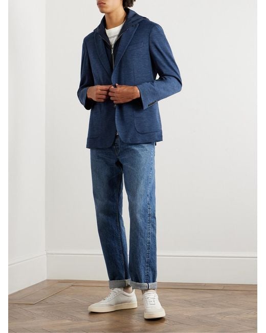 Peter Millar Blue The Winter Excursionist Elite Wool Blazer With Removable Shell Hooded Gilet for men