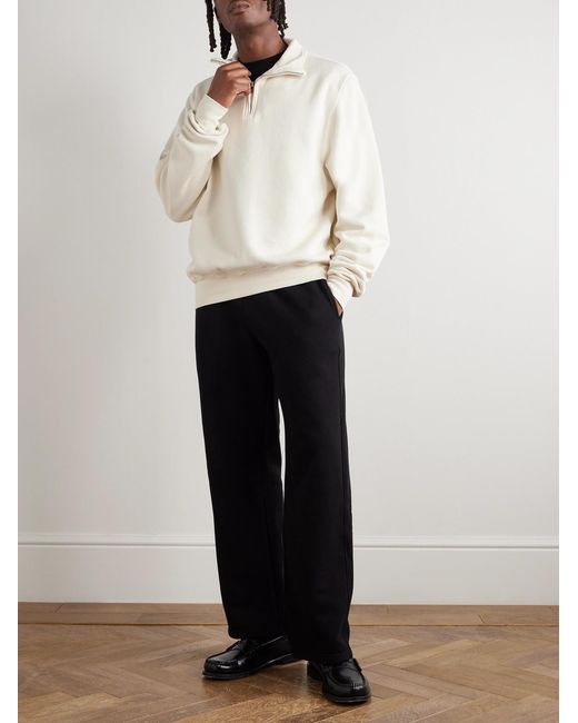 Les Tien Natural Yacht Garment-dyed Cotton-jersey Half-zip Sweatshirt for men