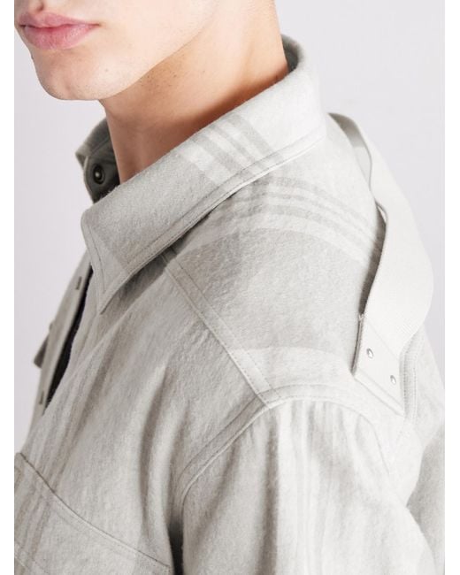 Rick Owens White Striped Cotton And Wool-Blend Flannel Overshirt for men