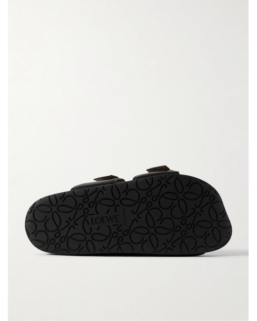 Loewe Black Paula's Ibiza Logo-embellished Leather Slides for men