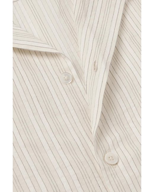 Paul Smith White Convertible-collar Striped Cotton And Linen-blend Shirt for men