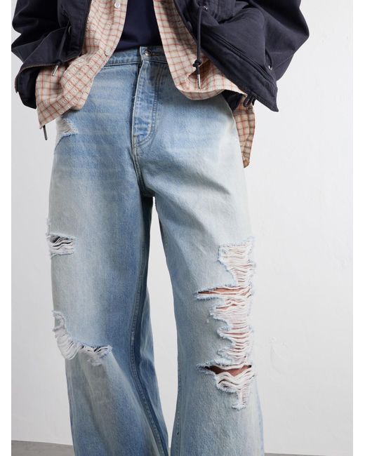 NAHMIAS Blue Wide-leg Distressed Jeans for men