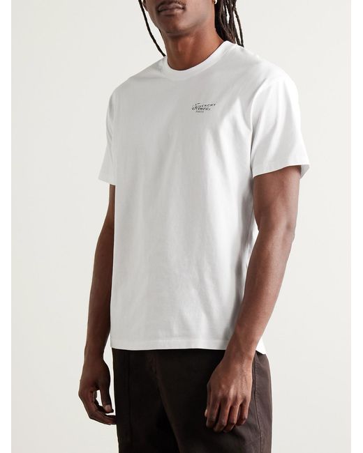 Givenchy White Logo-Print Cotton-Jersey T-Shirt for men