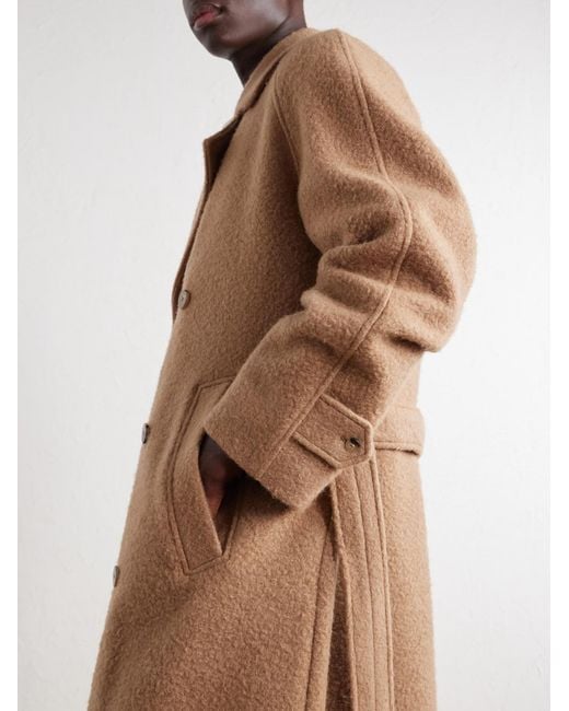 De Bonne Facture Natural Belted Double-Breasted Brushed Wool And Camel Hair-Blend Coat for men