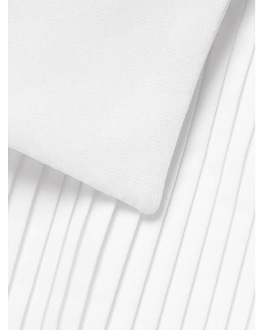 Mr P. White Pleated Cotton-Poplin Tuxedo Shirt for men