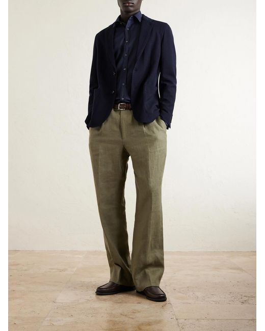 Zegna Blue Wool And Cotton-blend Piqué Blazer for men