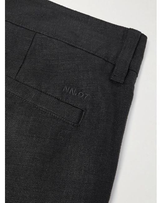 NN07 Black Aden 1454 Straight-leg Linen Suit Trousers for men