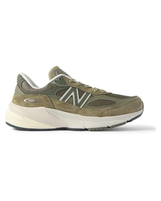New Balance Green 990v6 Leather-trimmed Suede And Mesh Sneakers for men