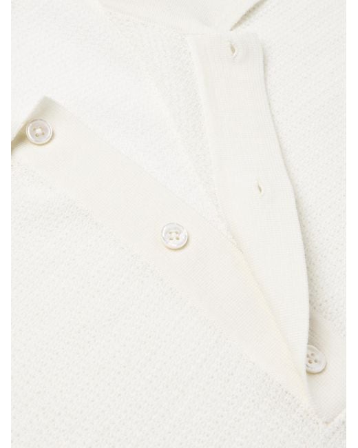 Tom Ford White Slim-fit Waffle-knit Wool Polo Shirt for men