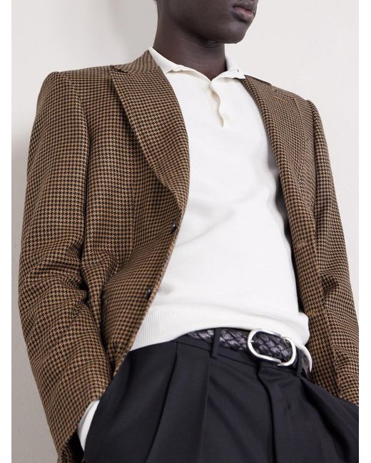 Tom Ford White Silk And Cotton-Blend Piqué Polo Shirt for men