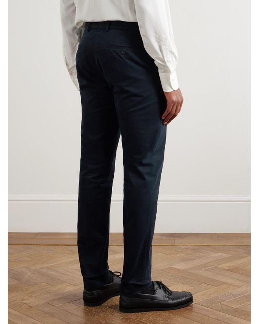Slowear Blue Incotex Straight-leg Stretch-cotton Trousers for men