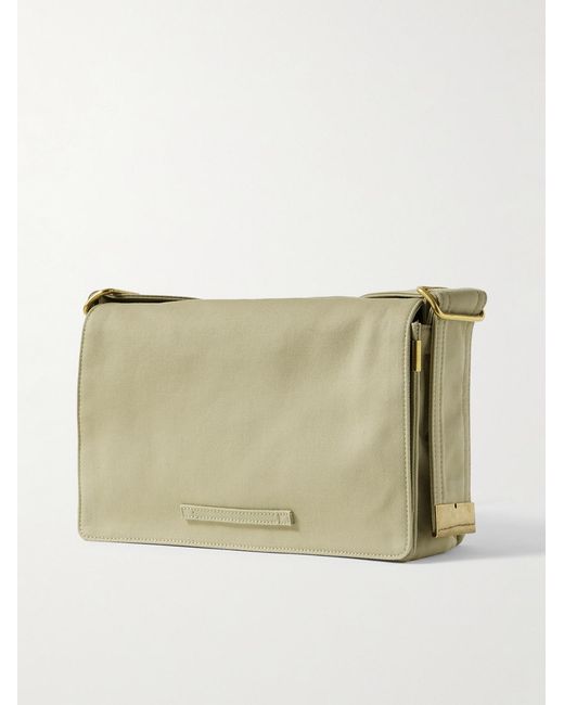 Burberry Natural Logo-Embroidered Gabardine Messenger Bag for men