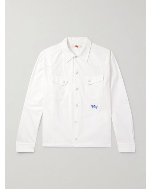 CHERRY LA Natural Logo-embroidered Cotton-poplin Shirt for men