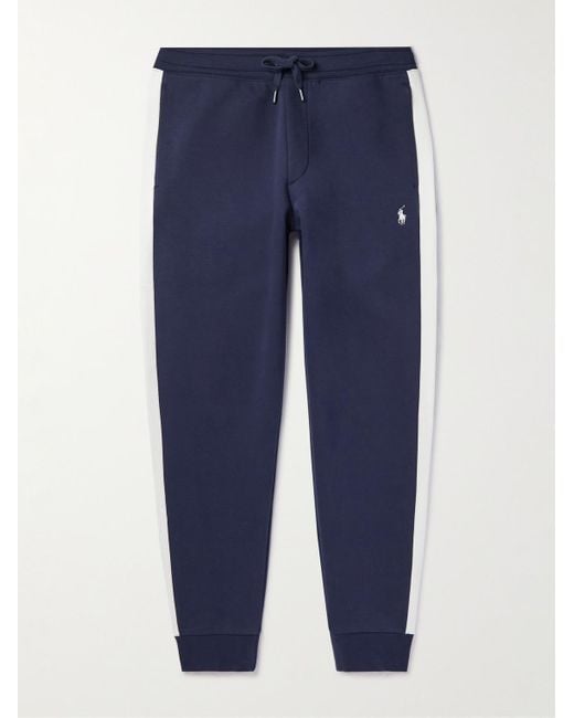 Polo Ralph Lauren Blue Wimbledon Tapered Mesh-Trimmed Cotton-Blend Track Pants for men