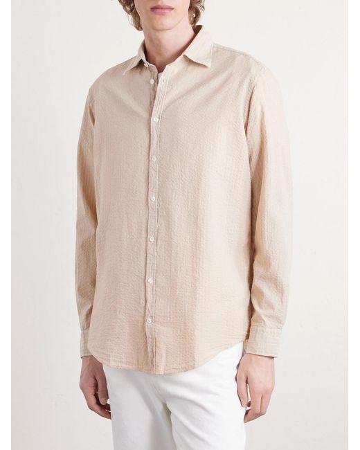 Massimo Alba Natural Genova Striped Cotton-Seersucker Shirt for men