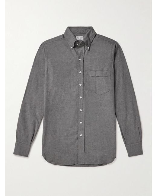 Kingsman Gray Drake's Button-down Collar Cotton-flannel Shirt for men