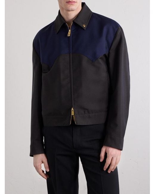 Versace Blue Wool And Mohair-blend Blouson Jacket for men