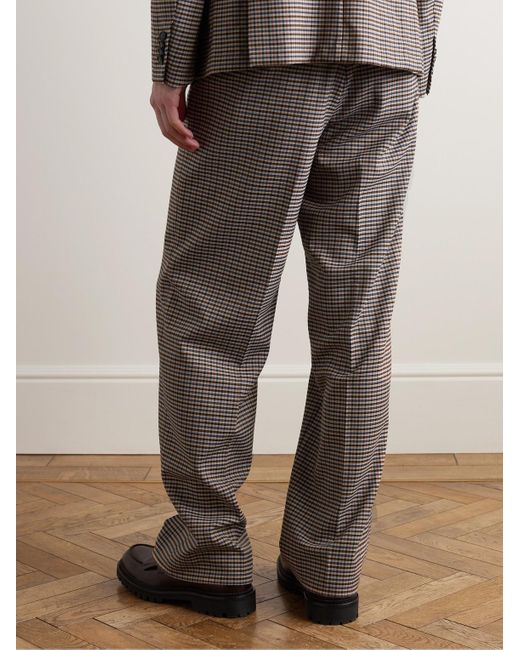 Barena Gray Straight-leg Checked Twill Suit Trousers for men