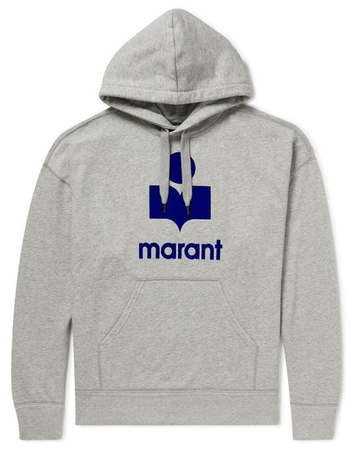 Isabel Marant Miley Logo-flocked Cotton-blend Jersey Hoodie in Gray for ...