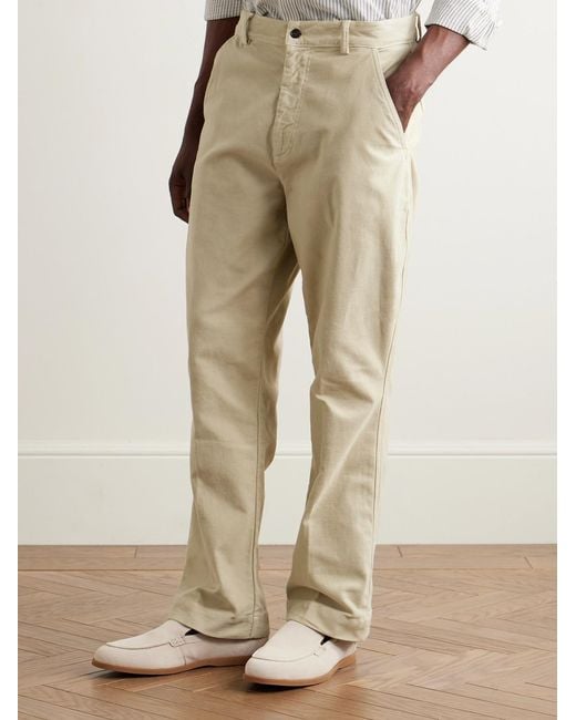 Officine Generale Natural Greg Straight-Leg Garment-Dyed Cotton-Moleskin Trousers for men