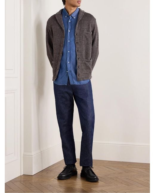 Inis Meáin Gray Pub Jacket Linen Cardigan for men