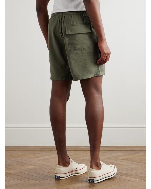 NN07 Green Ryder 5971 Straight-Leg Crinkled Tencel Modal-Blend Drawstring Shorts for men