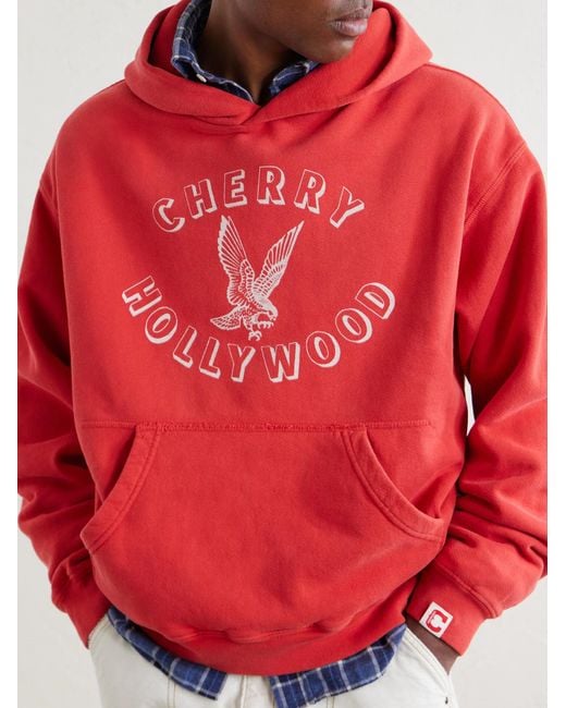 CHERRY LA Red Logo-Print Cotton-Jersey Hoodie for men