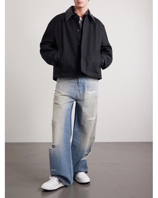 Amiri Blue Straight-leg Distressed Studded Jeans for men