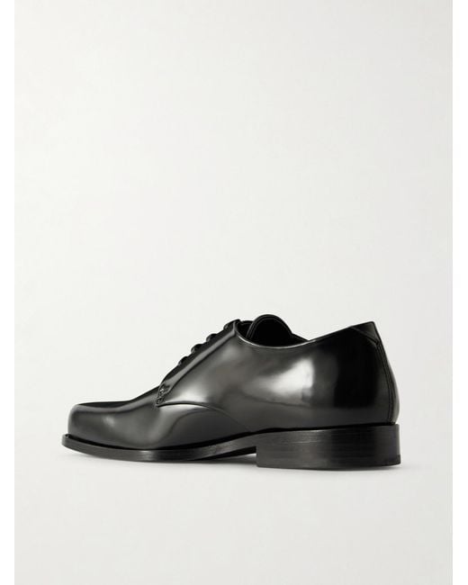 AMI Black Polished-Leather Derby Shoes for men