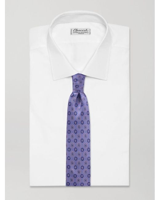 Charvet Purple 8.5cm Printed Silk-twill Tie for men