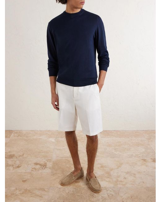 Cotton And Cashmere-Blend Sweater di Altea in Blue da Uomo