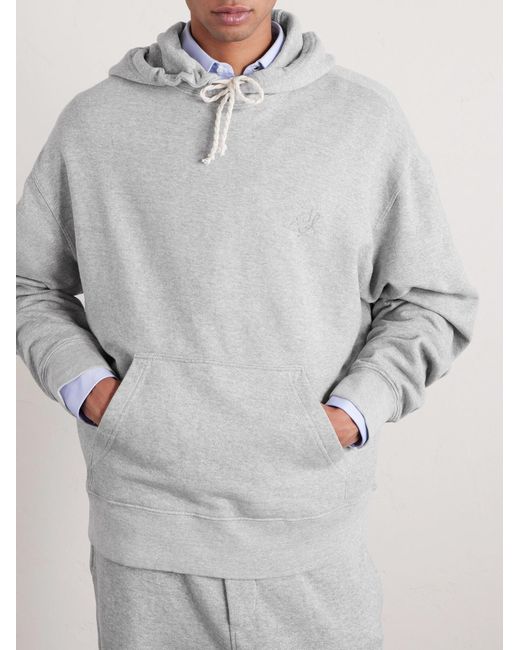 The Elder Statesman Gray Daily Logo-Embroidered Cotton And Cashmere-Blend Hoodie for men