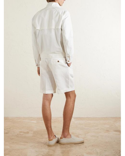 Brunello Cucinelli White Cotton-blend Harrington Jacket for men