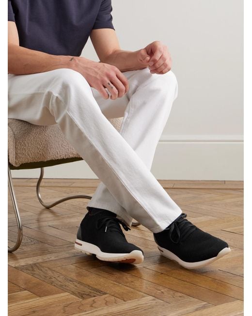 Loro Piana Black 360 Flexy Walk Leather-trimmed Knitted Wish® Wool Sneakers for men