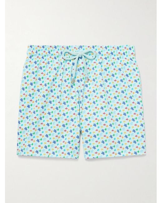 Vilebrequin Blue Moorise Straight-Leg Mid-Length Printed Recycled Swim Shorts for men