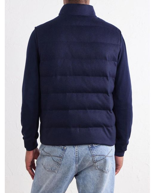 Eleventy Blue Reversible Padded Cashmere-Blend And Wool-Blend Gilet for men