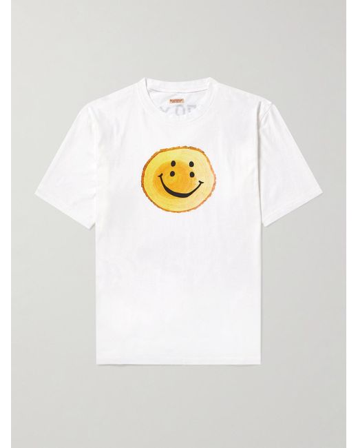 T-shirt in jersey di cotone con logo Rainbow Trunky di Kapital in White da Uomo