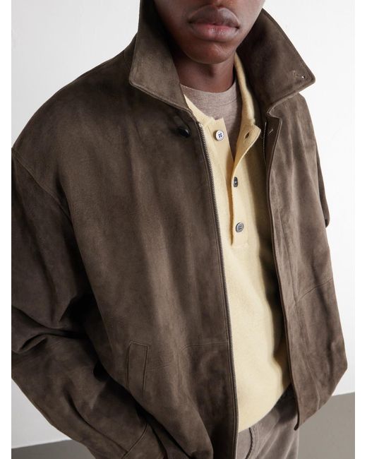 Ssstein Brown Panelled Suede Blouson Jacket for men
