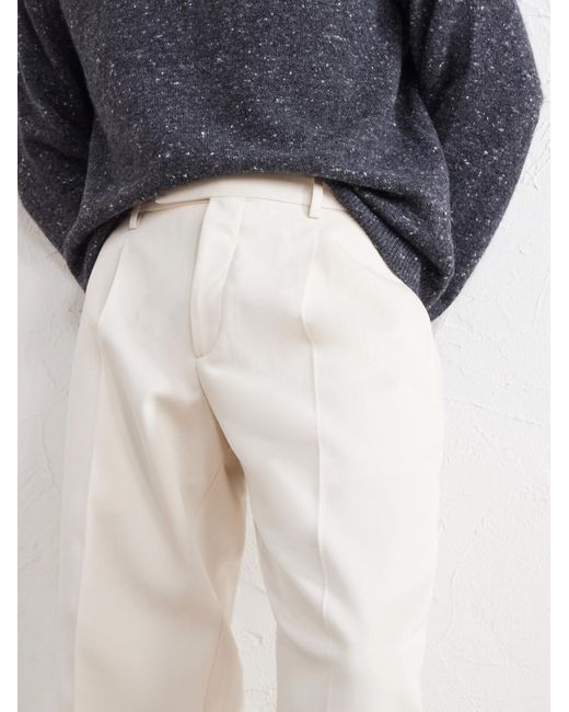 Zegna White Straight-Leg Cotton And Wool-Blend Twill Trousers for men