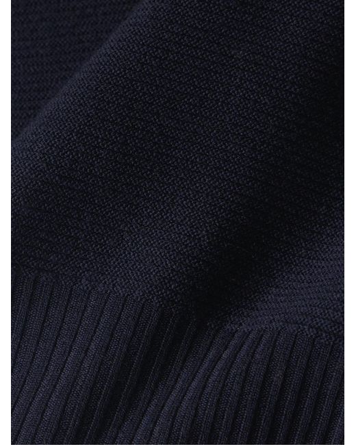 Loro Piana Blue Lupetto Slim-fit Ribbed Wish® Virgin Wool-blend Rollneck Ski Base Layer for men