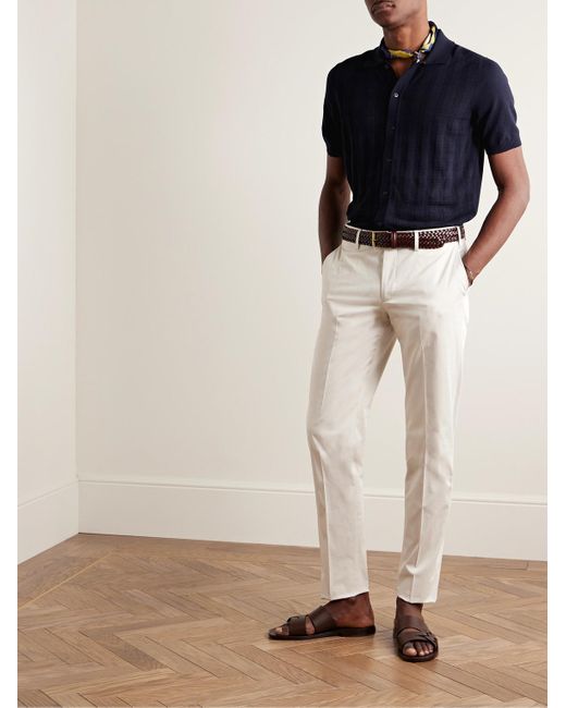 Lardini Blue Slim-fit Jacquard-knit Cotton Shirt for men
