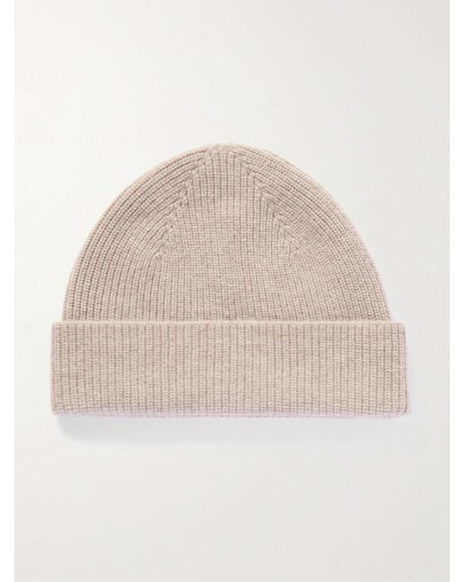 Zegna Natural Ribbed Oasi Cashmere Beanie for men