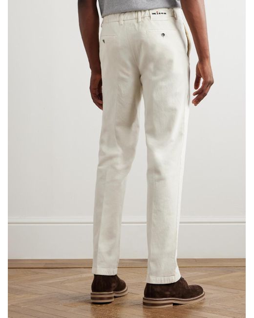 Kiton Schmal zulaufende Hose aus Twill aus einer Lyocell-Mischung in White für Herren