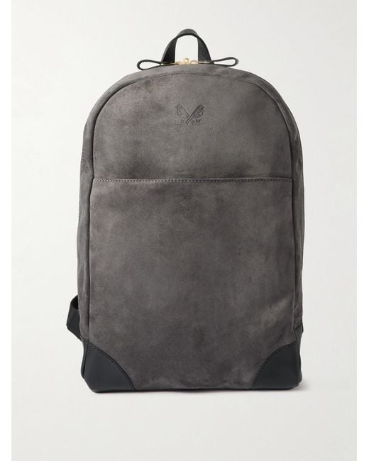 Bennett Winch Gray Leather-Trimmed Suede Backpack for men