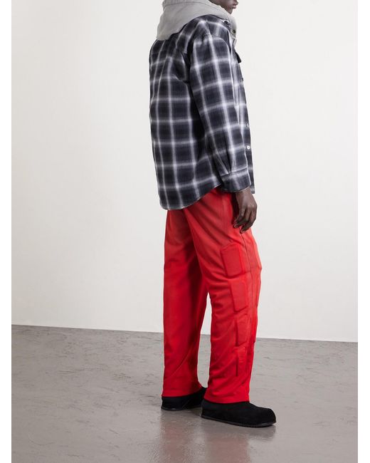 Satoshi Nakamoto Red Straight-Leg Padded Printed Mesh Sweatpants for men
