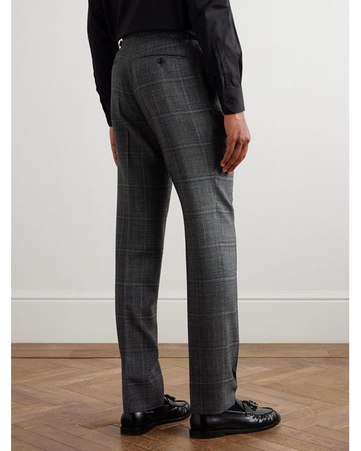 Tom Ford Gray Shelton Slim-fit Straight-leg Prince Of Wales Checked Wool And Silk-blend Suit Trousers for men