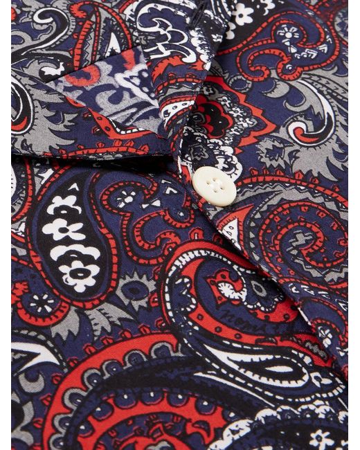Noma T.D Purple Camp-Collar Paisley-Print Rexcell Shirt for men