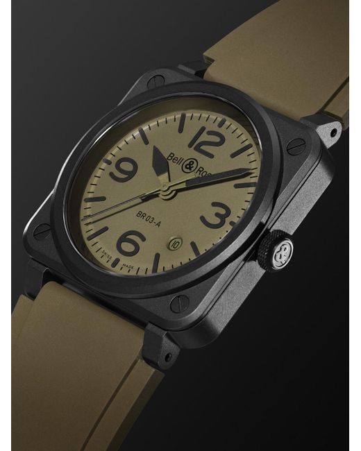 Bell & Ross Black Br 03 Automatic 41mm Ceramic And Rubber Watch, Ref. No. Br03a-mil-ce/srb for men