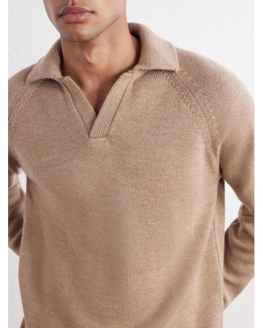 Slowear Natural Zanone Slim-Fit Virgin Wool Polo Sweater for men